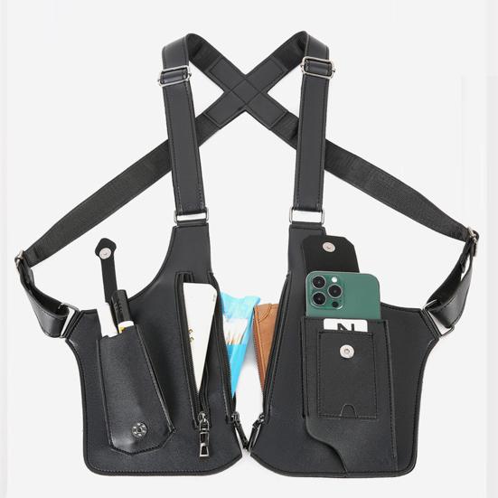Anti-Theft Shoulder Bag Security Backpack Slim Crossbody Hidden Underarm Chest Pack with Adjustable Straps Compact Travel Organizer
