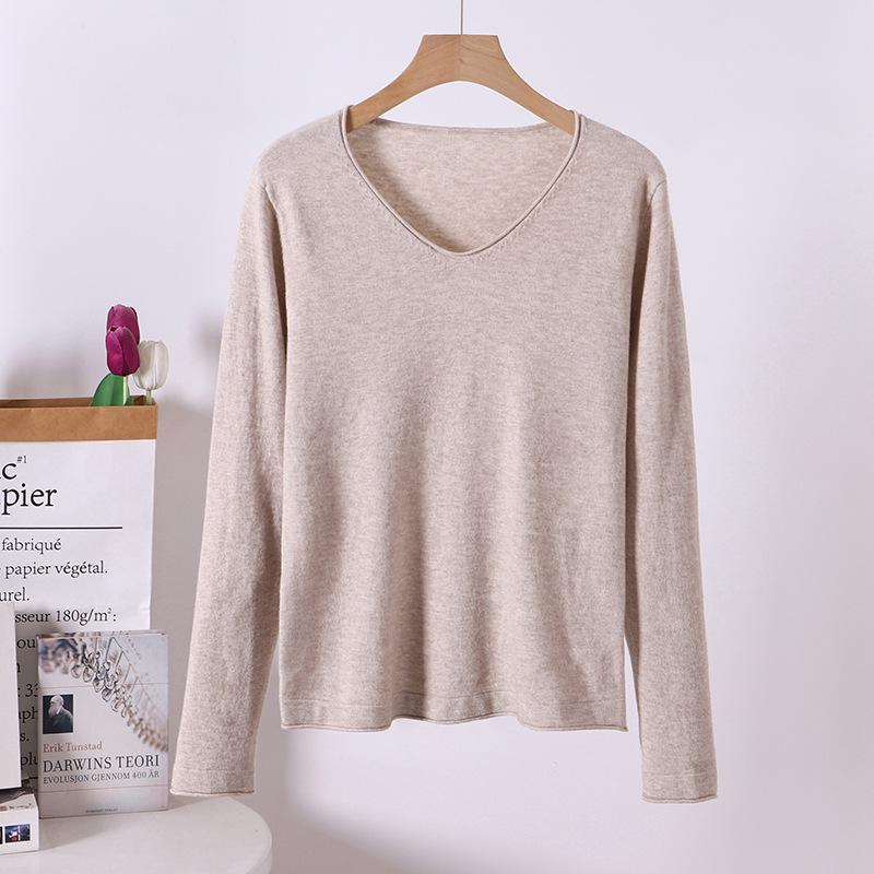 Women's Solid Color Half-High Neck Wool Knit Sweater - Autumn/Winter Short Thick Pullover Base Layer Knitwear