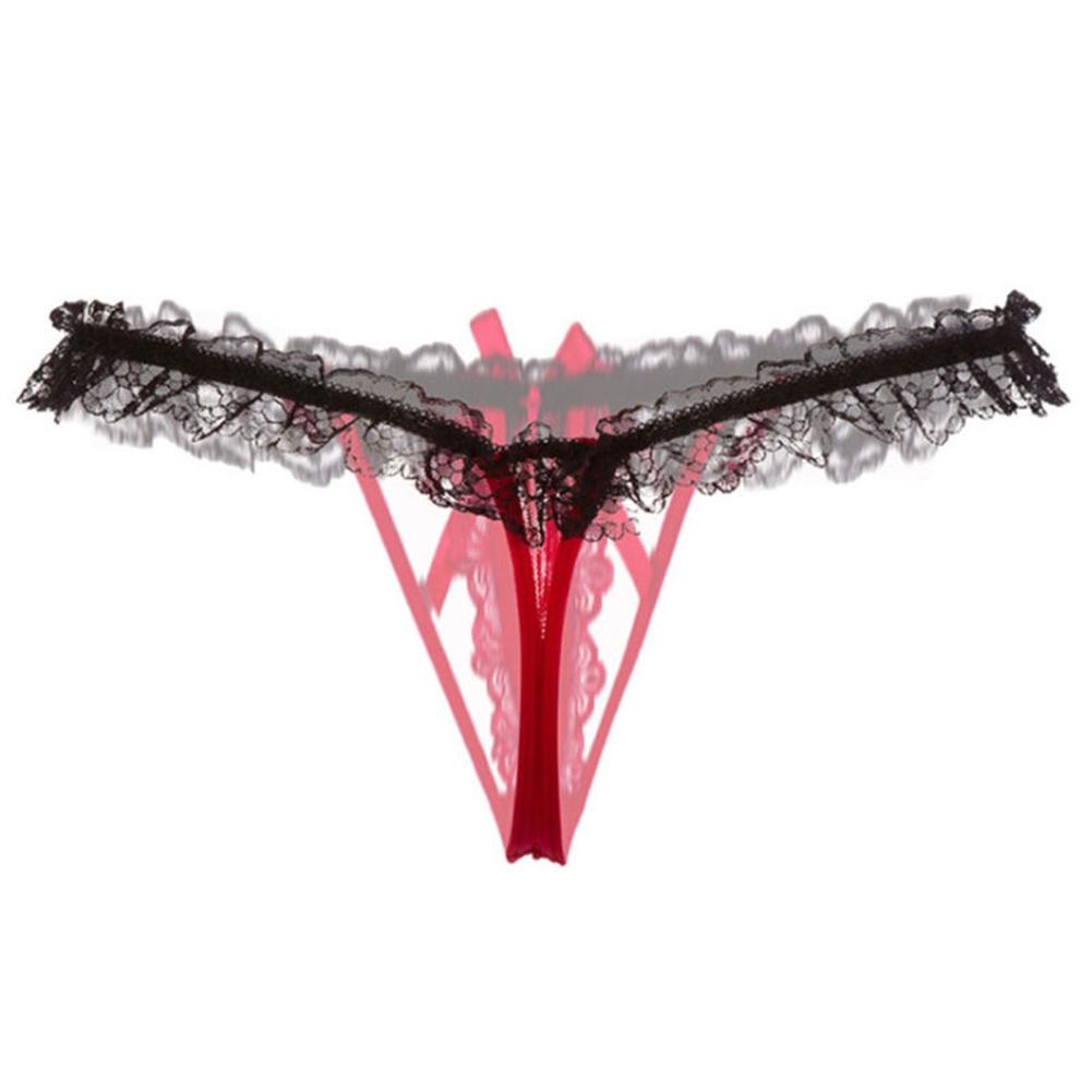 Lady Pierced Sexy Panties Temptation Lace Translucent T Underwear