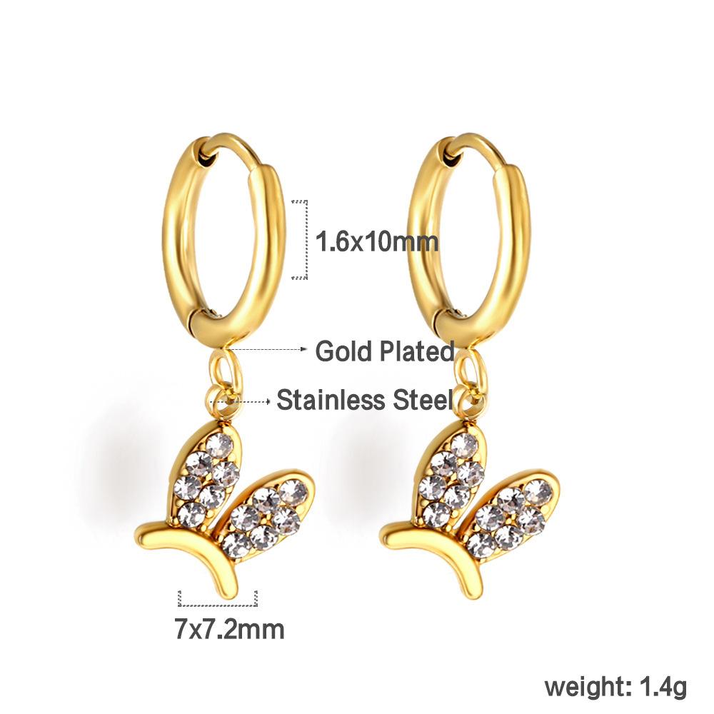 Spiral Planet Earrings Design Mushroom U-Shaped Fishtail with White Diamond Ear Buckle Stainless Steel Earrings