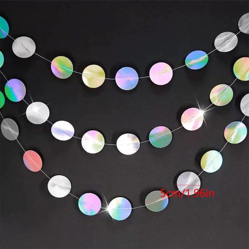 Shimmering Glitter Circle Party Decorations Garlands Bunting Banners Photo Props Durable Paper