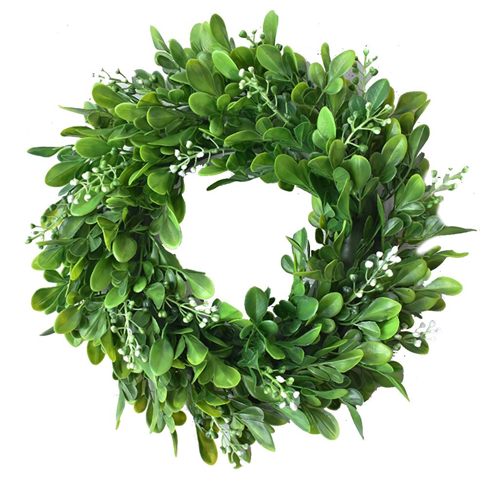 Guirnalda de hojas verdes artificiales de 30cm, guirnalda de bayas, decoración de pared para ventana y puerta delantera