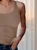 Rippen-Tanktop für Damen, ärmellos, U-Ausschnitt, figurbetontes Cami für Streetwear und zum Schichten