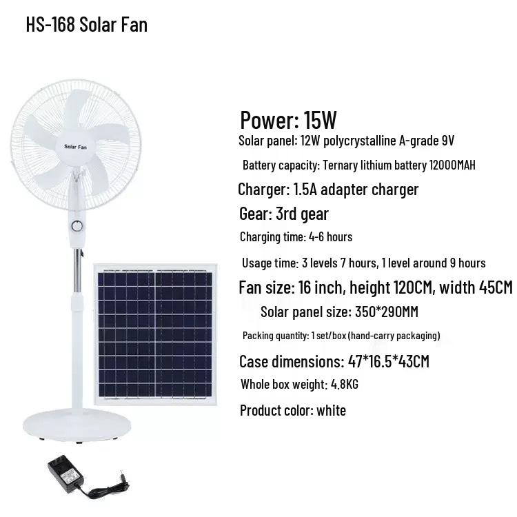 16-Inch Rechargeable Solar Floor Fan with Light for Outdoor Camping