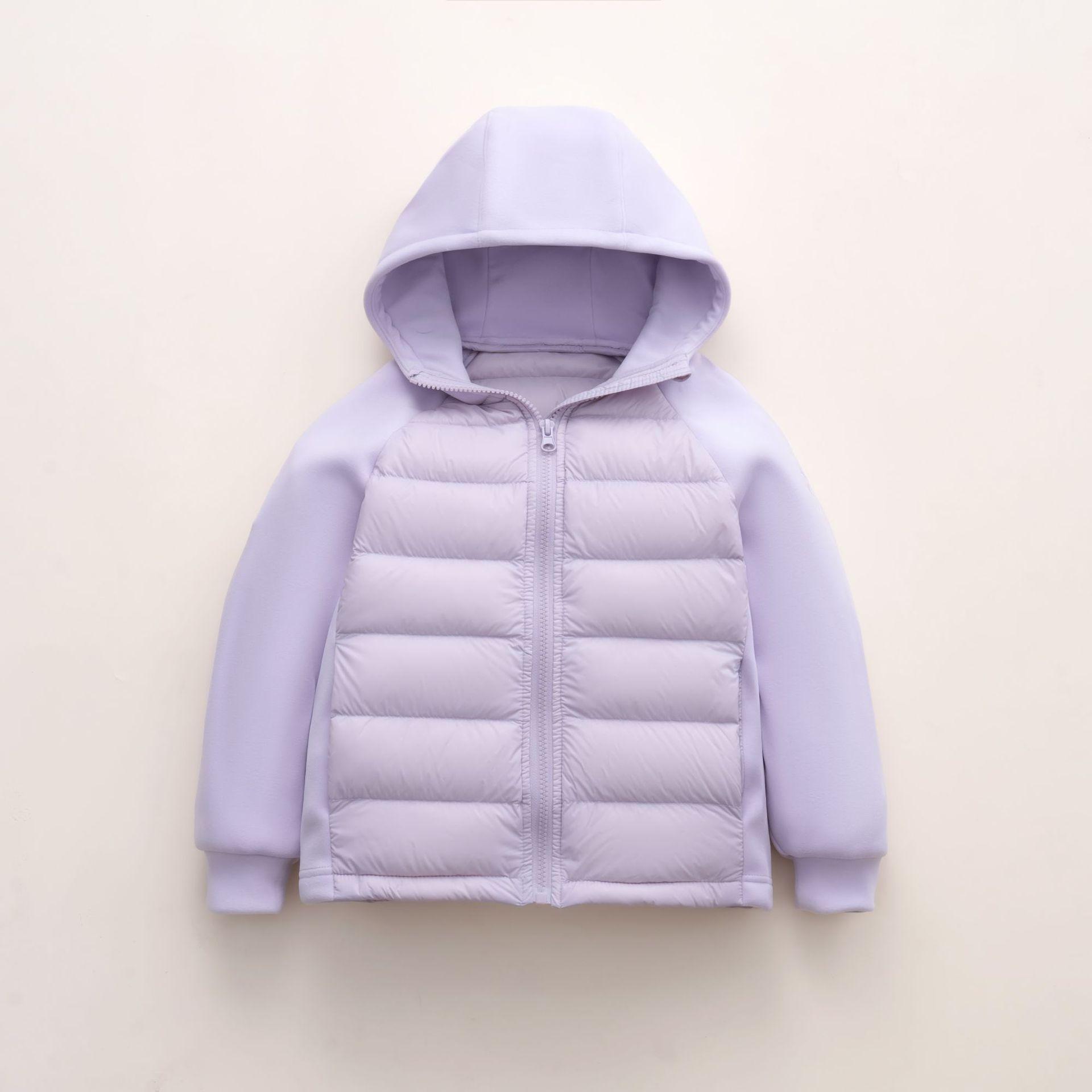 

Small and medium-sized children s splicing, hooded thickened warm boys and girls children s down jackets 160cm фіолетовий