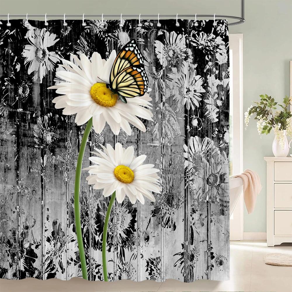 1Pc Beautiful Sunflower Flowers Print Waterproof Polyester Shower Curtain Fabric Shower Curtain Home Decoration Shower Curtain