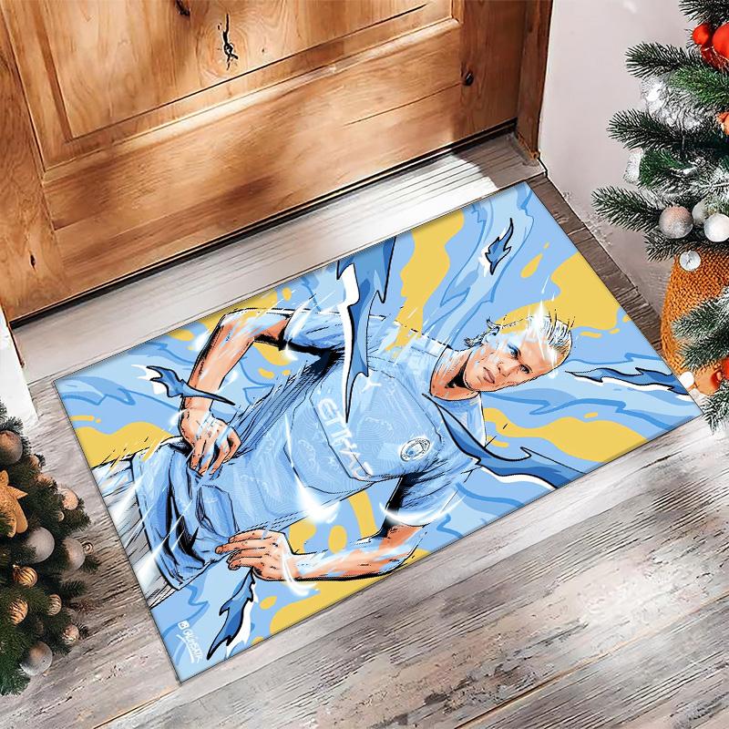 Erling Haaland Printed Flannel Area Rug Non Slip Soft Polyester Floor Carpet Indoor Decor Mat for Bedroom Living Room Sofa