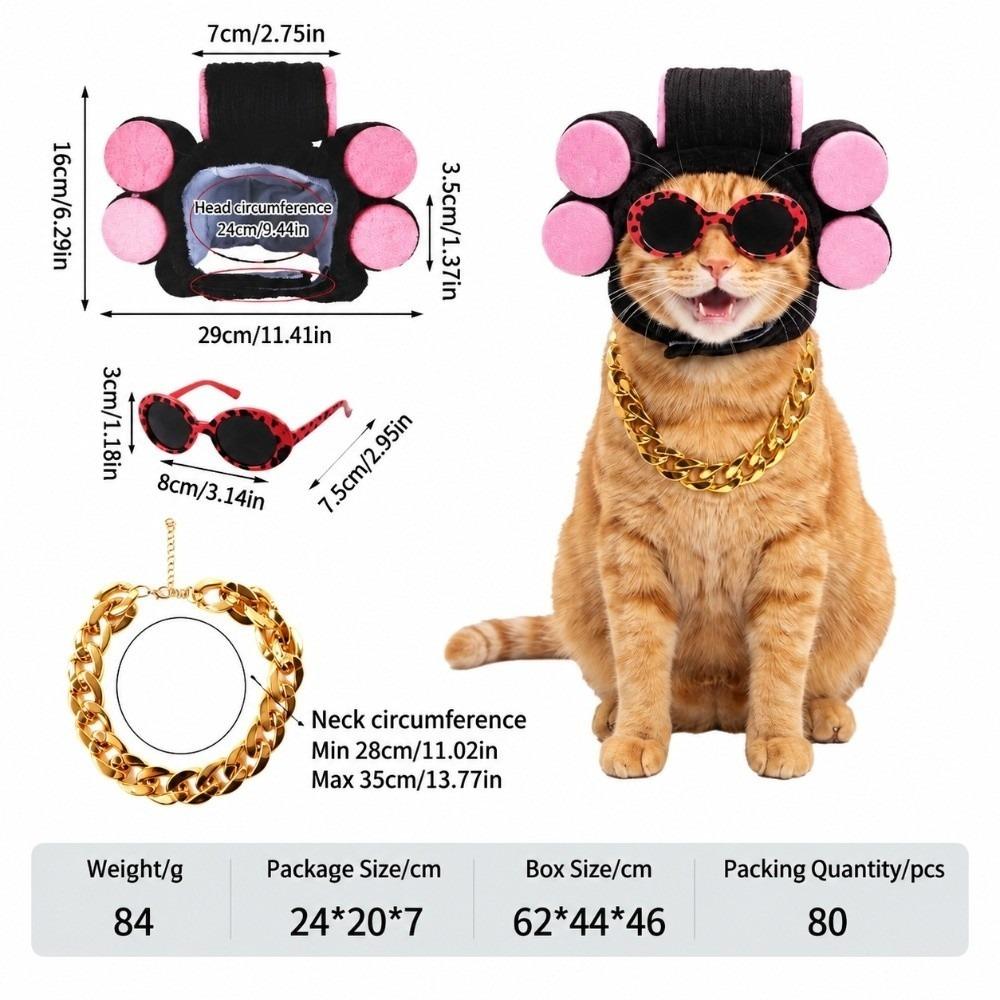 Curl Hair Roller Wig Pet Wig Headgear Lightweight Design Pet Gold Chain Prop Family Fun Gathering