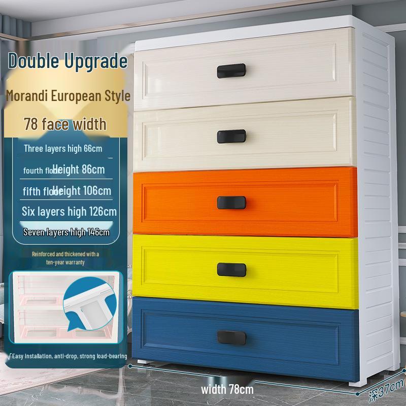 Morandi Children's Multi-Layer Storage Cabinet - Thickened Plastic Toy Organizer