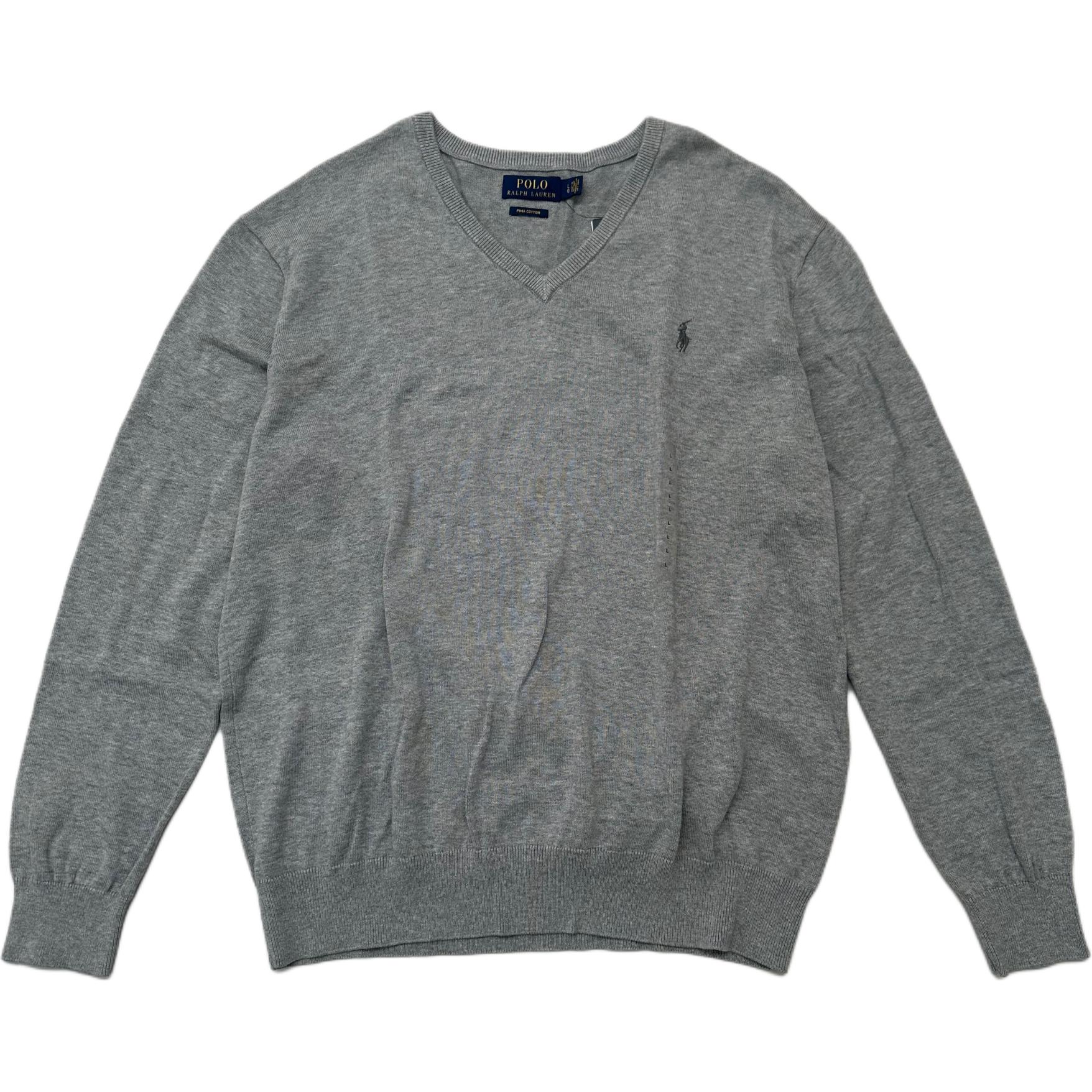 

Polo Ralph Lauren SS26 Вязаный свитер с вышитой лошадью, V-образным вырезом, хлопковый, с длинным рукавом, мужской свитер 710879995-001 S