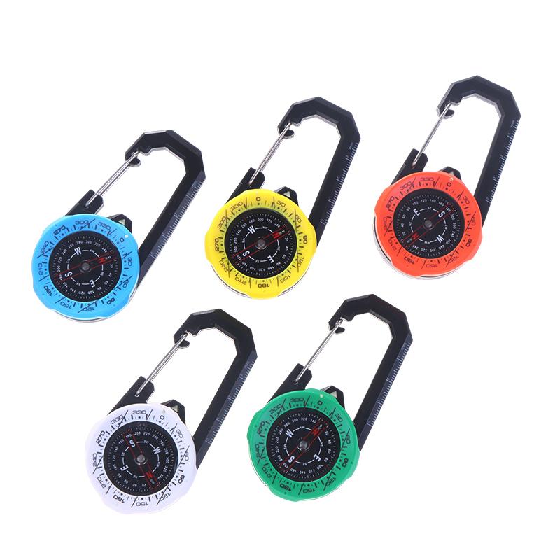 1Pc Luminous Compass Keychain Carabiner Portable Abs Material Directional Guide Sports Off-Road For Hiking Camping