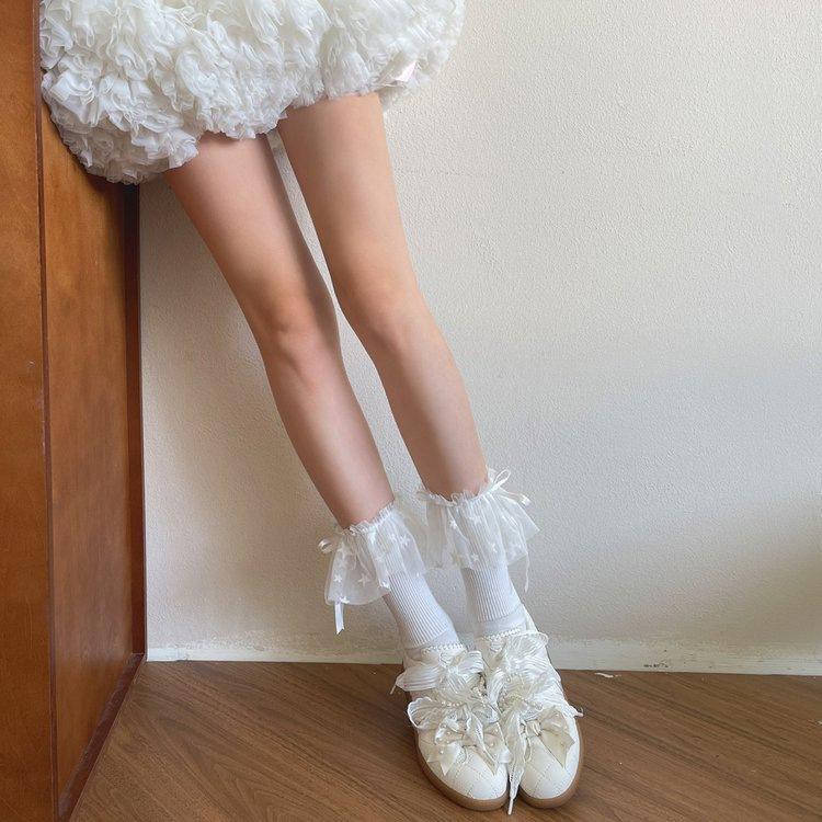 Bow Student Autumn Breathable Ballet Training Shoes Lolita Lace Casual Sneakers
