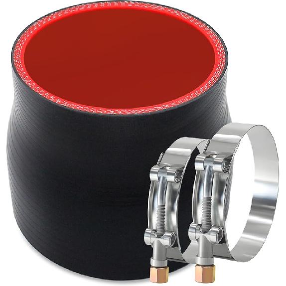 Straight ID 4" Silicone Hose Coupler, Reinforced 4-Layer Wall 5MM With 2PCS T-Bolt Clamps For Cold Air Intake, Turbo, Intercooler