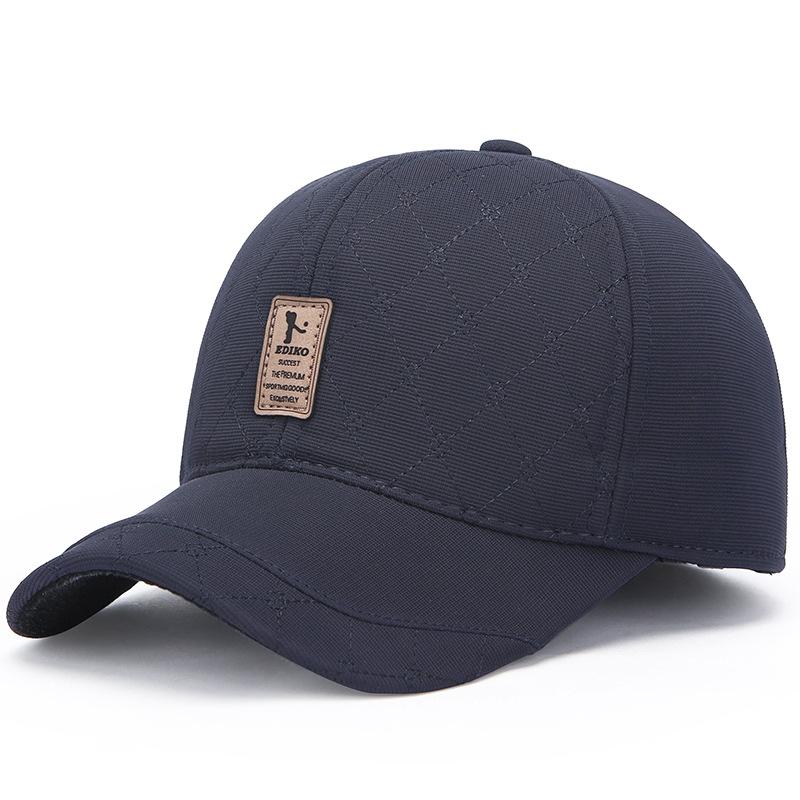 

Кепка для мужчин среднего возраста, осенне-зимняя бейсбольная кепка, теплая ветрозащитная кепка для защиты ушей темно-синий
