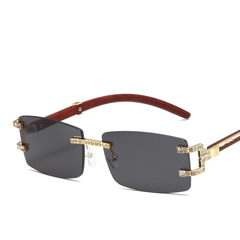 

Rimless Diamond Square Sunglasses Women For Men Female Luxury Brand Designer Sun Glasses Vintage Small Frame Punk Shades Uv400 As the picture