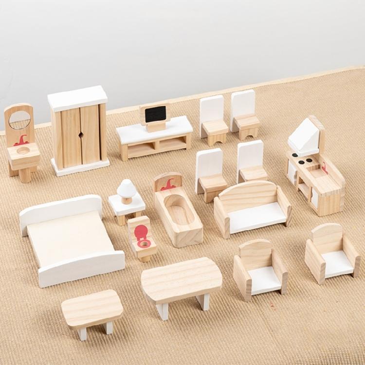 Dollhouses Decoration Living Room Bedroom Scene Miniature Furniture Model Set for Kids Pretend Play Interaction Toy