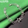 925 Sterling Silver Star-Shaped Side Chain Bracelet Gift Jewelry
