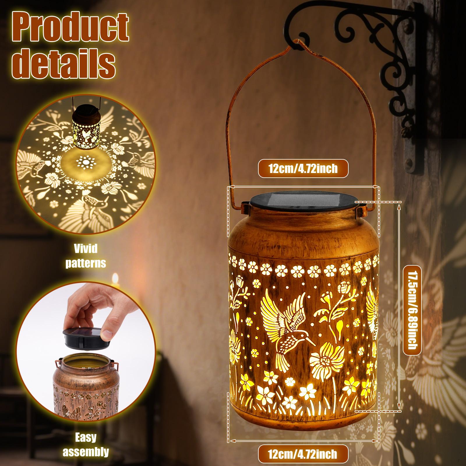 

Hummingbird Solar Lantern IP65 Waterproof Metal Solar Light Dual Lighting Mode Step Wall Fence Lights Outdoor Garden Decoration