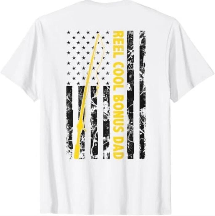 Reel cool Bonus Dad Fishing American Flag gift Fisherman Dad T-Shirt S