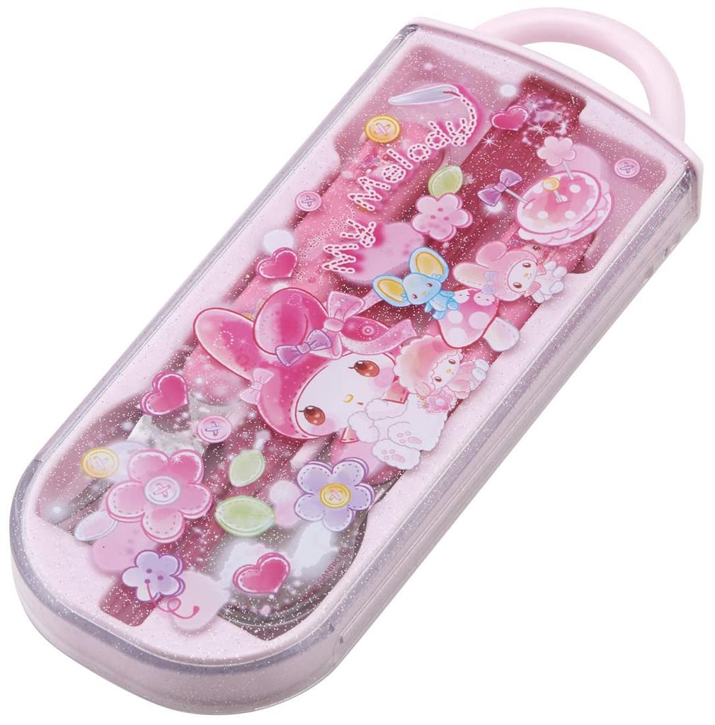 Skater Antibacterial Slide Trio Set Lunch Box and Fork My Kirakira Made in Japan Children's (TACC2AG-A) - Chopsticks, Spoon, - Melody, Doll, Sanrio,