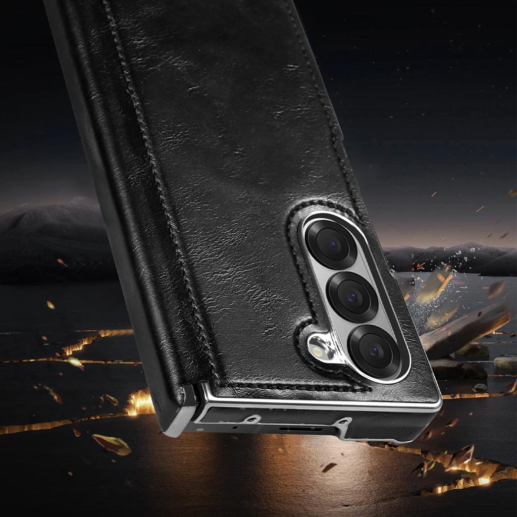 Capa de Telefone de Couro Magnética de Luxo para Negócios para Samsung Galaxy Z Fold 7 6 5 Proteção do Eixo Central à Prova de Choque Para Capa Magsafe