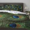 Green Animal Peacock Feather Duvet Cover With Pillow Case Custom 3pcs Bedding Set Quilt Cover Double Bed Home Textile