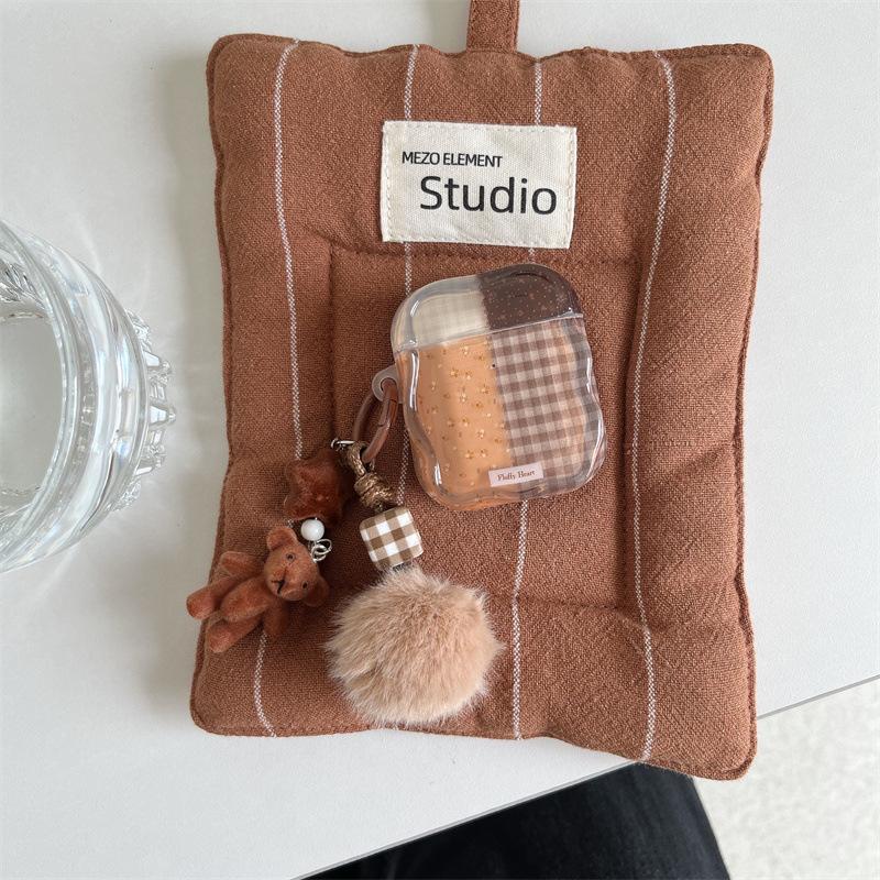 Japanese and Korean Ins Wind Floral Splicing Plaid for AirPods 1 /pro1 Earphone Protective Case Cover Second and Third Generation New Models