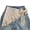 Korean Spring Lace Layered Triangle Midi Scarf-Skirt
