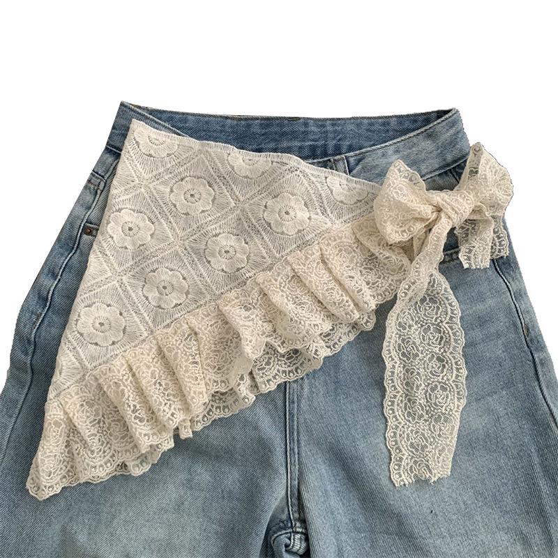 Korean Spring Lace Layered Triangle Midi Scarf-Skirt