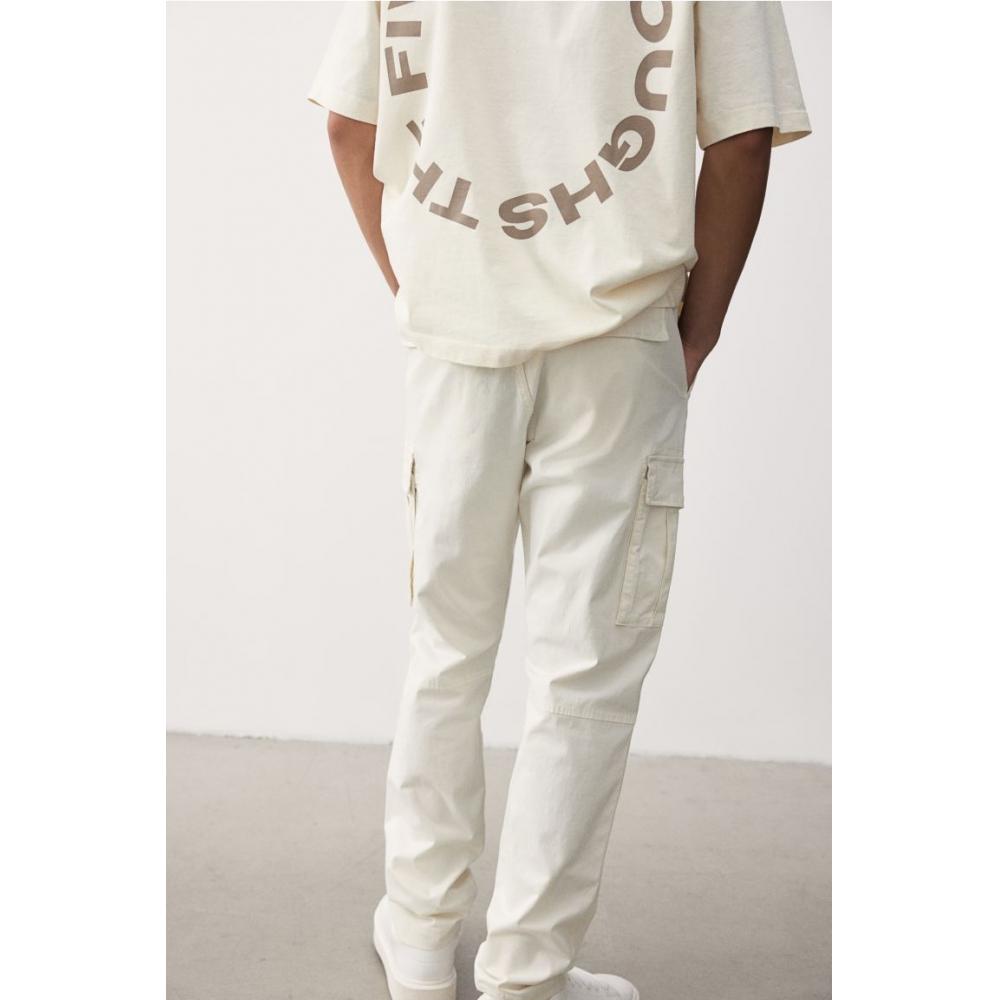 H M Cargo Pants sliM Fit wHite