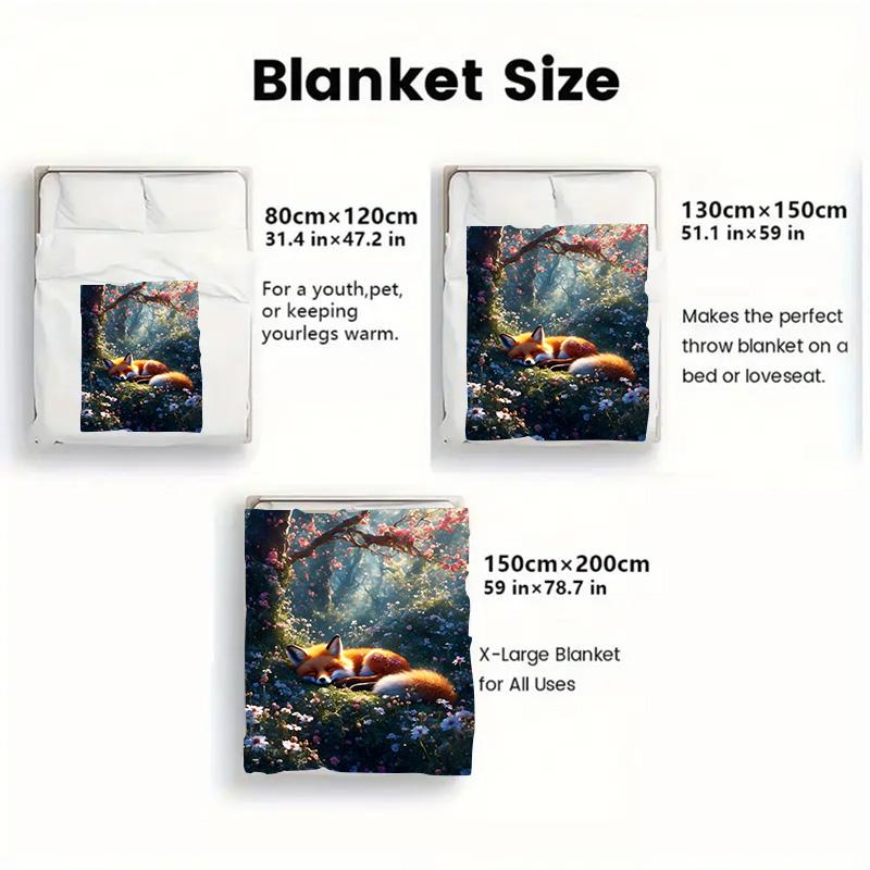 Sleeping Fox 2D Flat Pattern Flannel Blanket High Quality All Seasons Warmth and Comfort Perfect for Christmas Gifts.MMT0918152