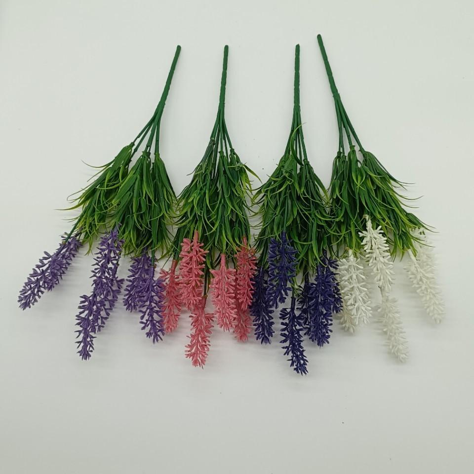 Flower Lavender Faux Arrangement With Plastic Blooms For Office Decoration Space