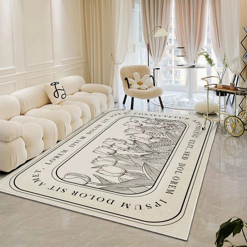 modern simple crystal velvet large carpet living room sofa coffee table Light luxury large area bedroom non-slip carpet