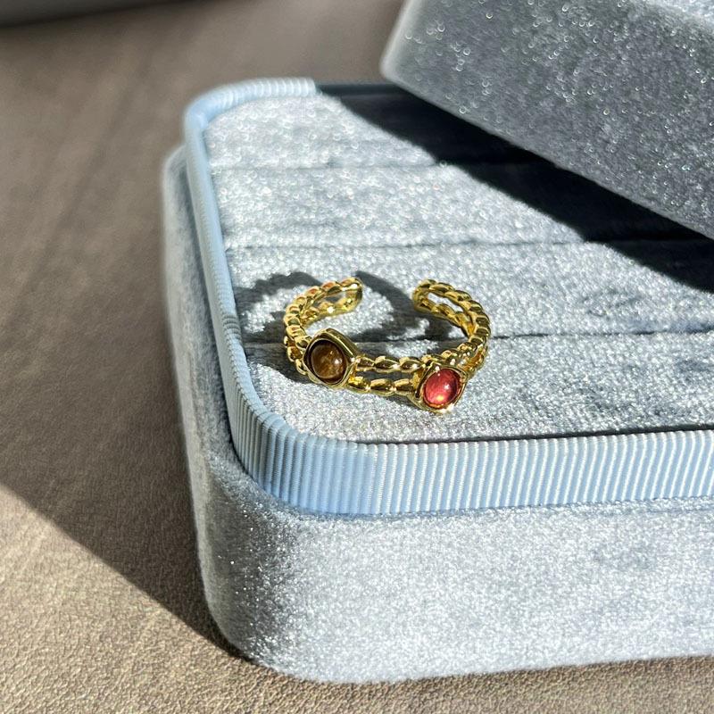 2026 Maillard Tiger s Eye Personality Opening Ring Women s Ins Simple Light Luxury Stacked Wearing Niche Design Ring Resizable