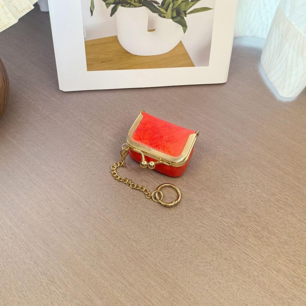 New Leather Coin Purse Solid Color Square Small Trinket Storage Multifunctional Kiss Lock Wallet Rings Necklaces Earrings
