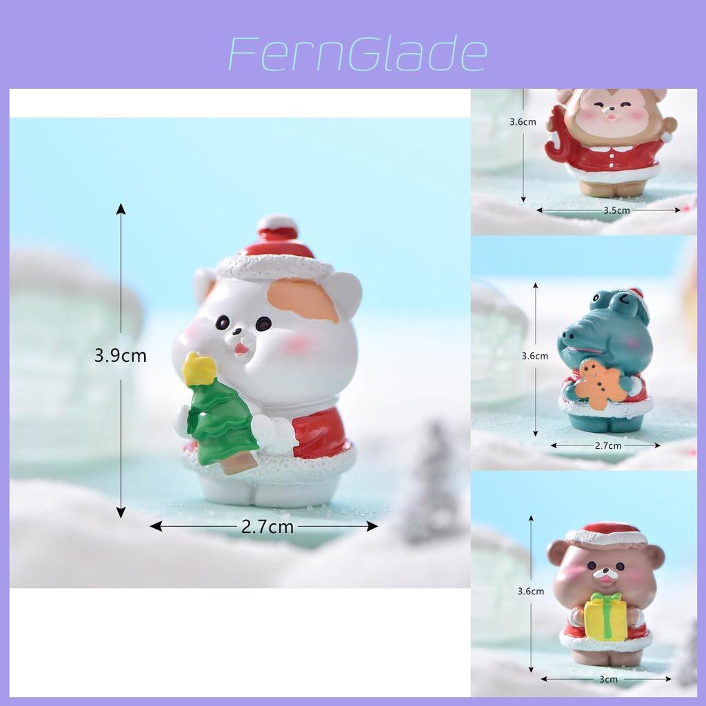 Adorable Resin Christmas Animal Miniatures With Snowy Landscape Diy Ornaments