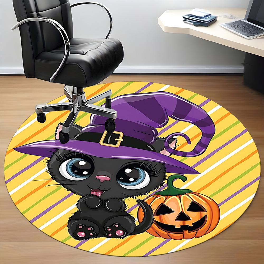 1pc Halloween Cat Chair Carpet for Office Non-Slip,  Machine Washable Rug for Office, Room - Polyester, Machine Made yy251029137