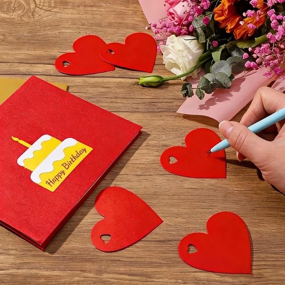 100pcs DIY Valentine's Day Tags Heart Shape Blank Hanging Decoration Heart Shaped Cards Red Pink Paper Gift Labels