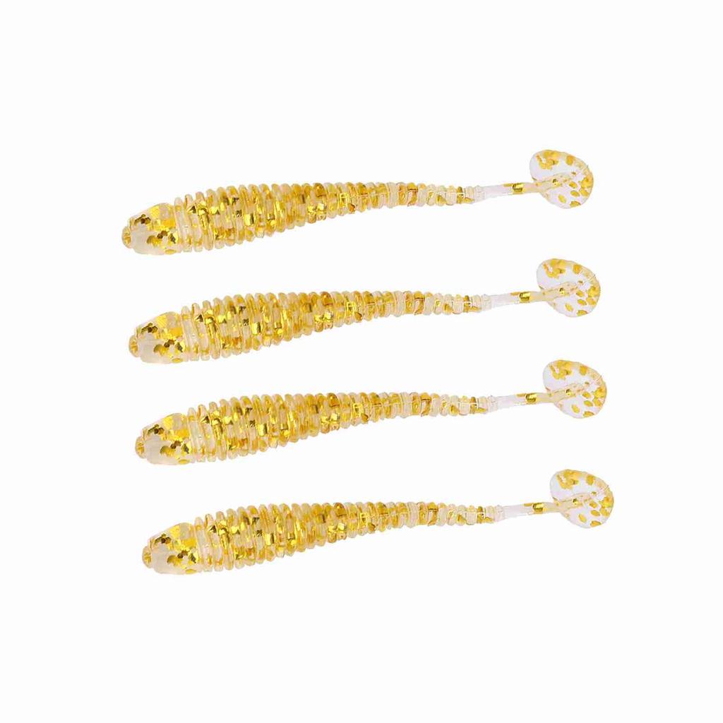 50PCS 5cm Soft Plastic Fishing Lures T Tail Grub Worm Baits Fish Tackle Accessory Golden