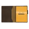 Rhodia No. 12 Horizontal Cover with Pen Holder, Genuine Leather (Made In Japan) with One RHODIA Notepad (Chocolate)
