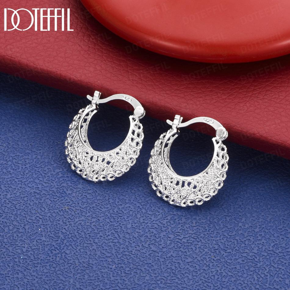 925 Sterling Silver Vintage Filigree Cutout Earrings - Fashion Wedding Jewelry
