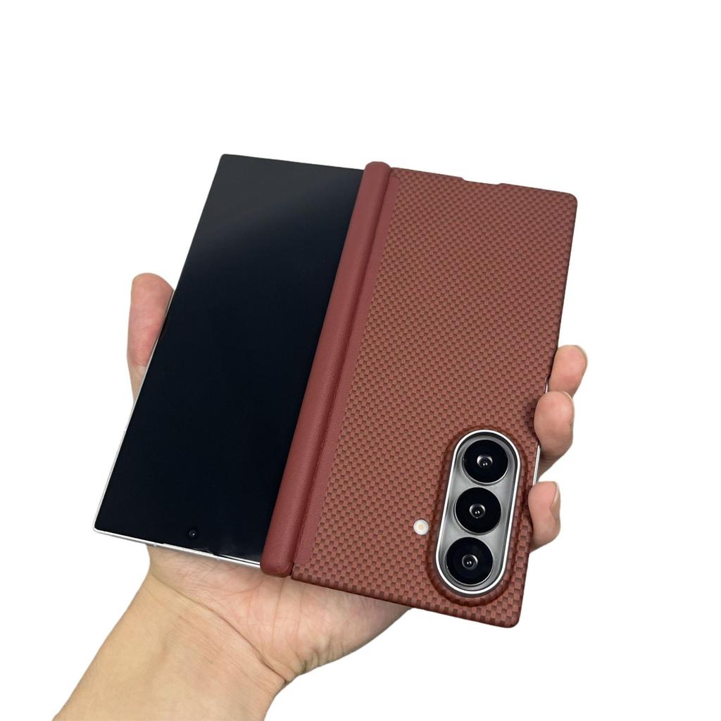 Suitable for Samsung zfold1 mobile phone case Magnetic attraction Kevlar pattern ZFold1 central axis hinge  Ultra-thin PC back case