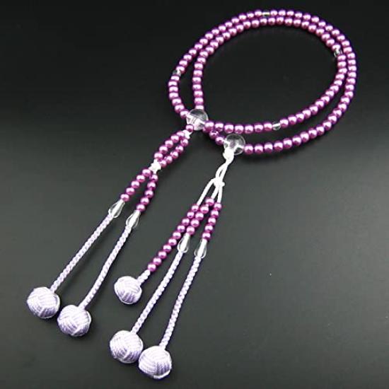 Myorenka Prayer Beads for Soka Gakkai, PC Pearl Prayer Beads for Men and Women, 9 inches, Medium Size, Acrylic and Crystal Finish, SGI Prayer Beads