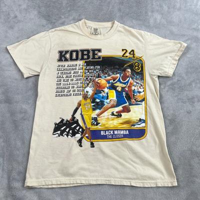 Comfort Colors Kobe Bryant Black Mamba Graphic T-Shirt M Cream Mens Tribute Tee Unisex T-Shirt