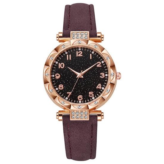 Quartz Watch for Women Luminous Compact Wristwatch Elegant Arabic Numerals Watch Easy Night фиолетовый