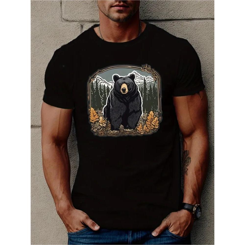 Creative Letter Animal 3D Print Short Sleeve T-shirt Summer Comfortable Fashionable Breathable Plus Size Casual Versatile Sports Men's T-shirt