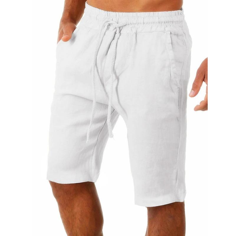 Mens Linen Casual Drawstring Elastic Waist Summer Shorts S