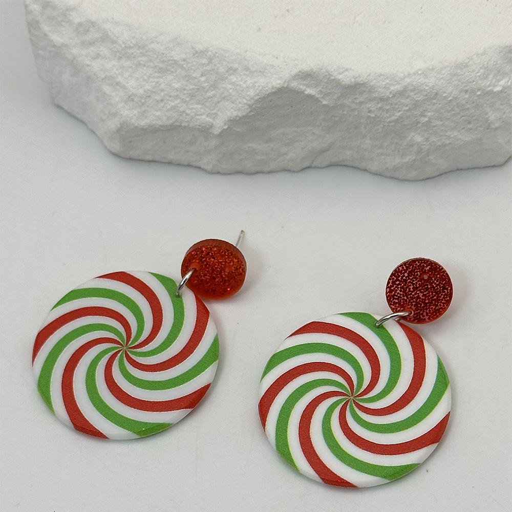 Colorful Lollipop Resin Earrings - Festive Christmas Candy Style for Women