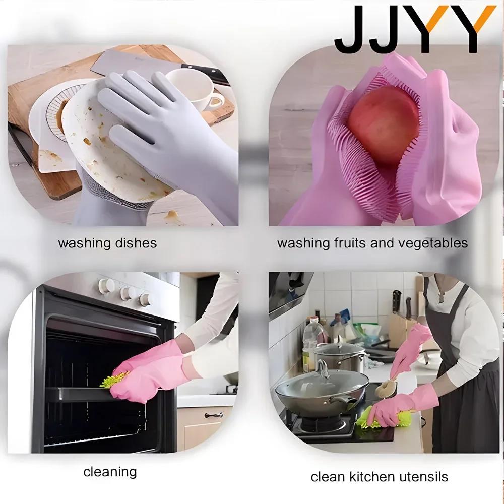 Silicone Dishwashing Gloves for Kitchen Cleaning Non-Slip Durable Household Use for Chores and Versatile TasksGood product