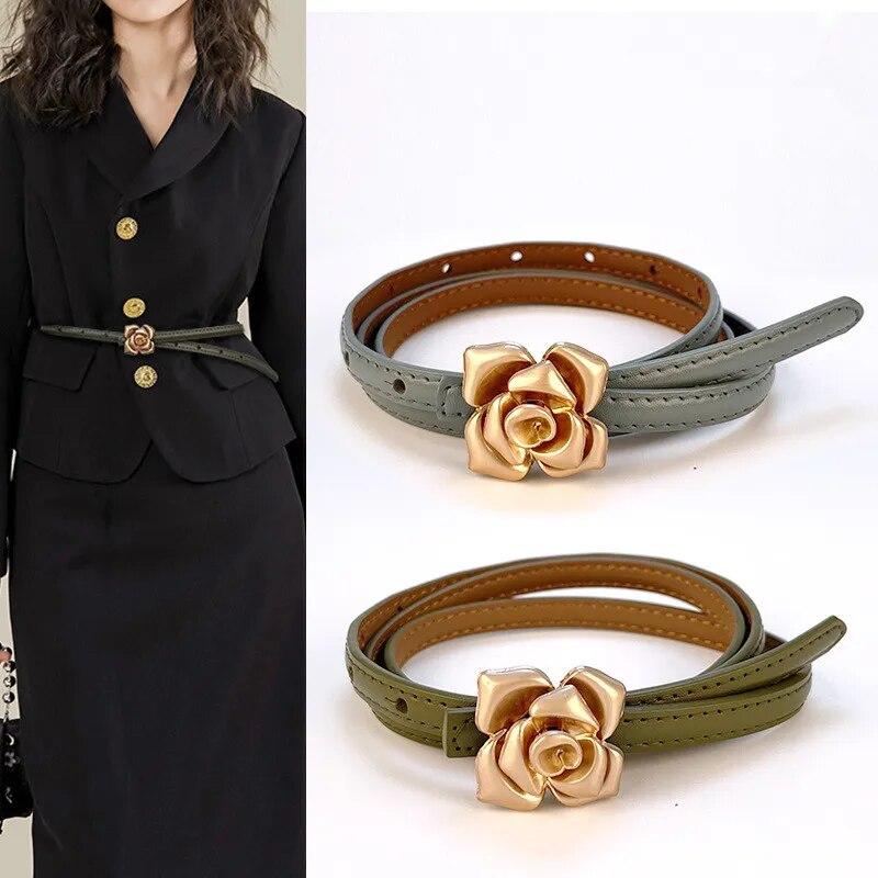 

Women s Belt Flower Waistband Female Belt for Women Design Pin Buckle